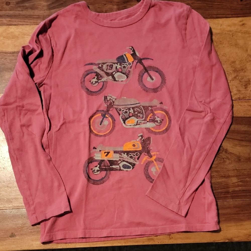 GAP Kids Long Sleeve Shirt with Motorcycle Graphic - Red
